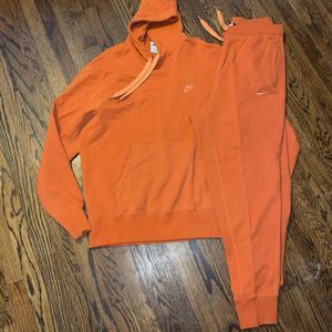 Nike Orange Hoodie and Sweatpants Set